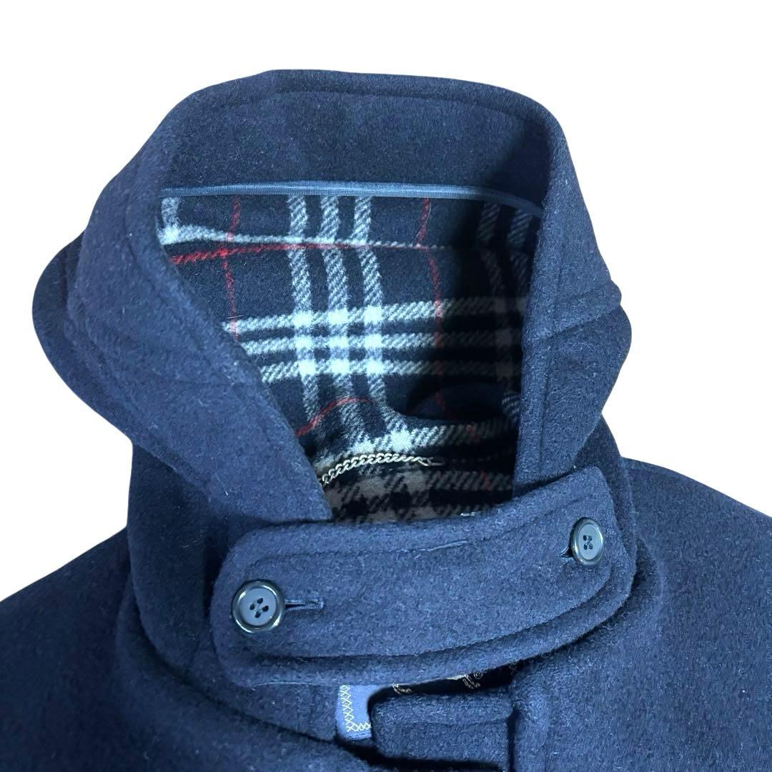【美品】希少　3L Burberrysダッフルコート　ノバチェック　英国製　紺