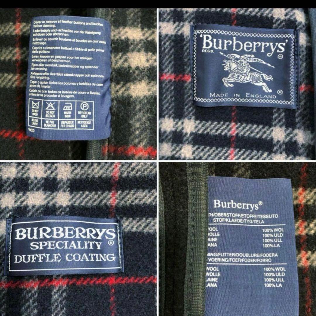 【美品】希少　3L Burberrysダッフルコート　ノバチェック　英国製　紺