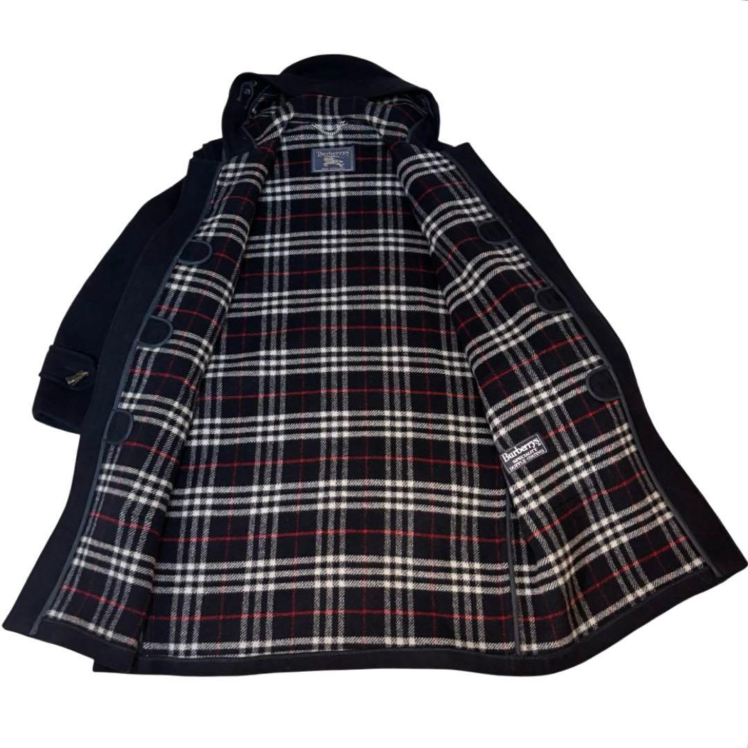 【美品】希少　3L Burberrysダッフルコート　ノバチェック　英国製　紺