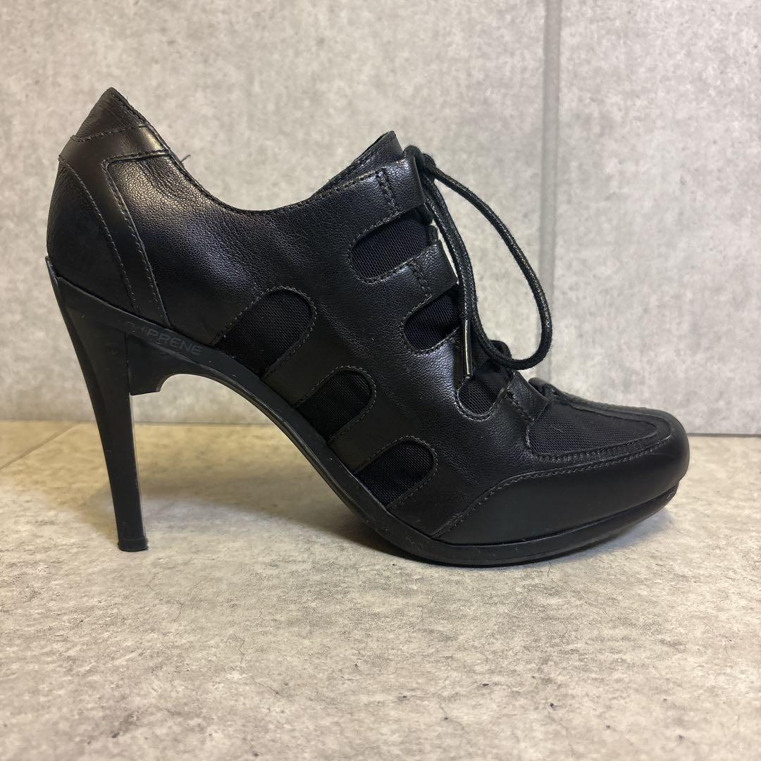 ヨウジヤマモト ハイヒールブーツ レースアップ　メッシュ レザー