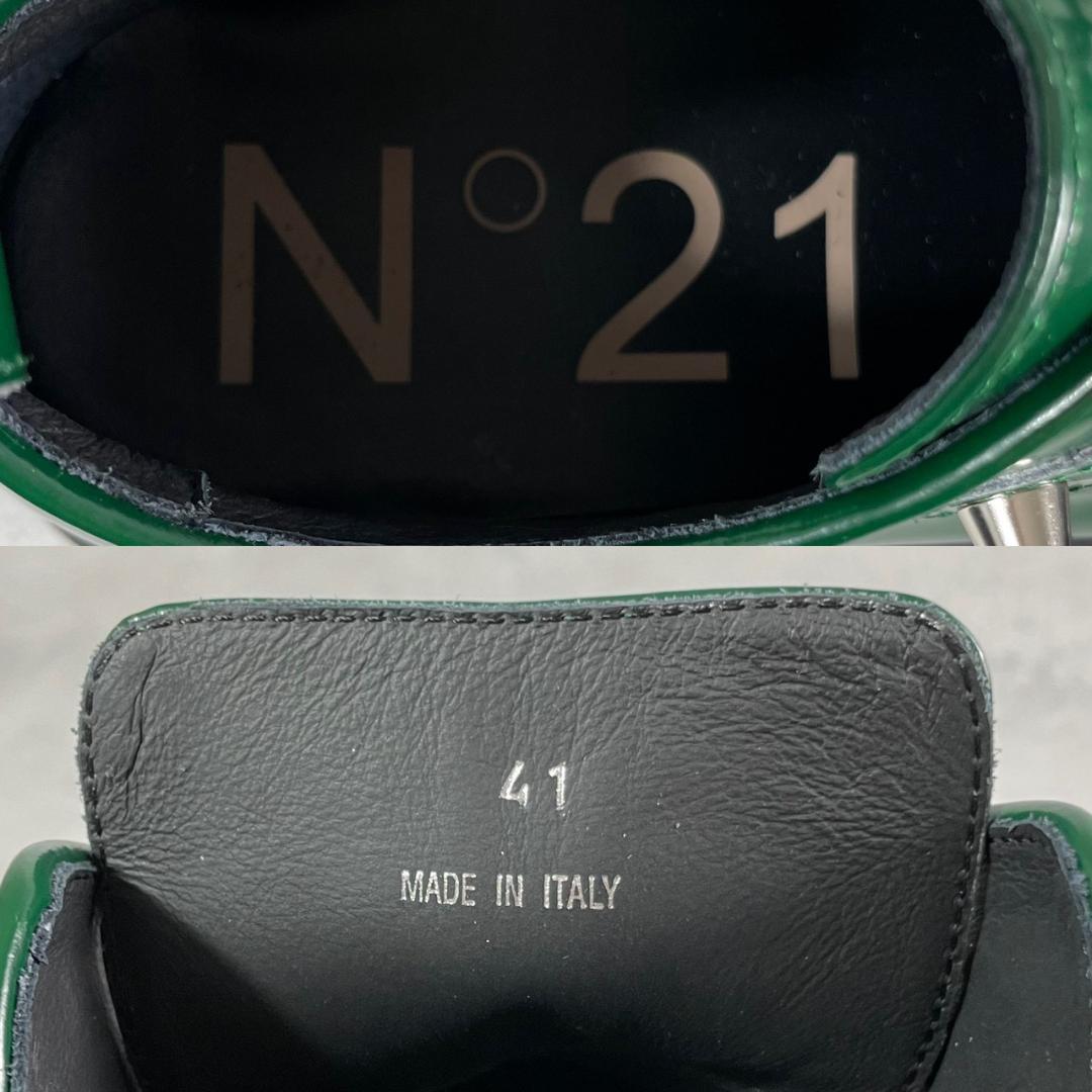 未使用　N21　スタッズ　厚底　ダービー　レザー　レースアップ　グリーン　緑