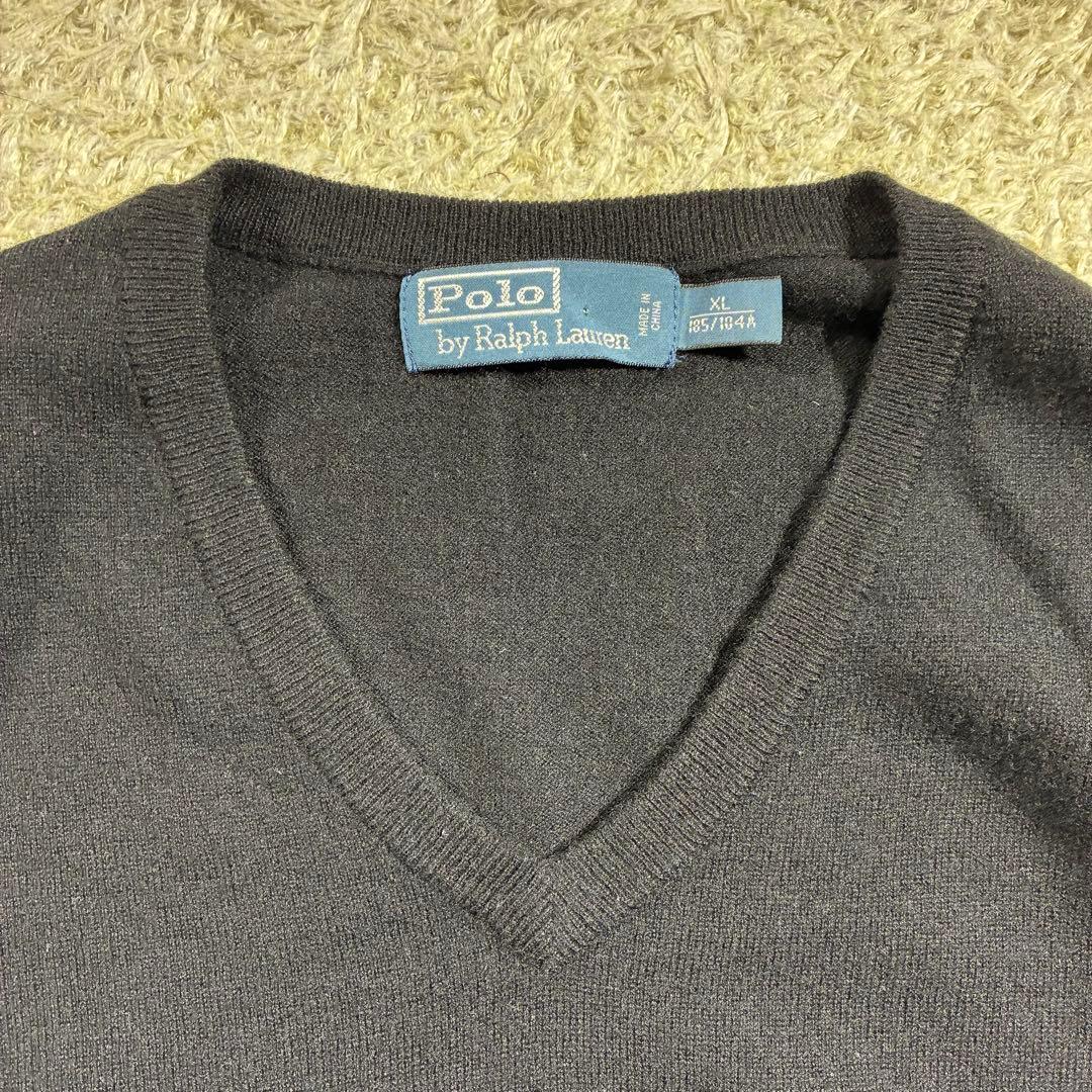美品　90s　ポロバイラルフローレン　Vネック　セーター　ラムウール　ブラック