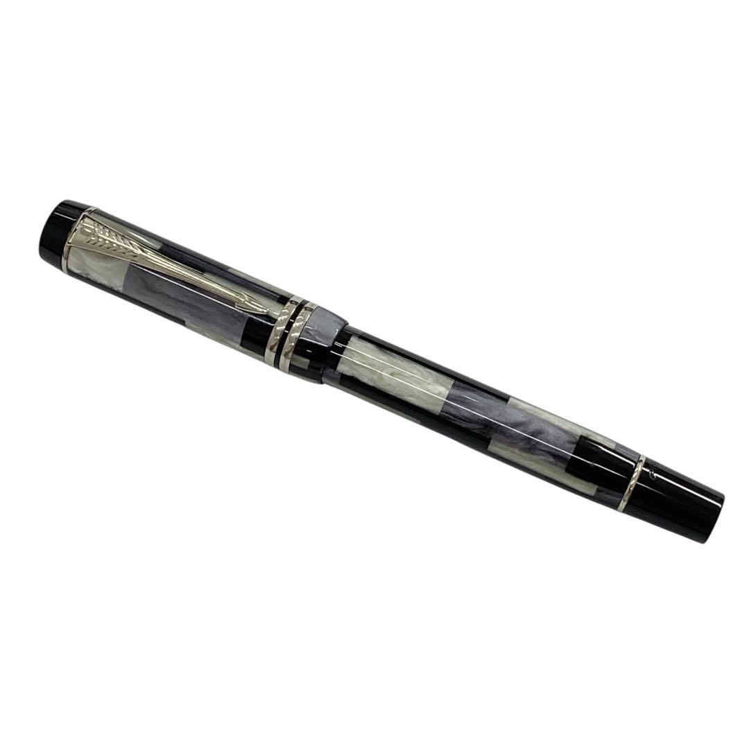 PARKER パーカー デュオフォールド モザイク 万年筆 ペン先K18 黒系