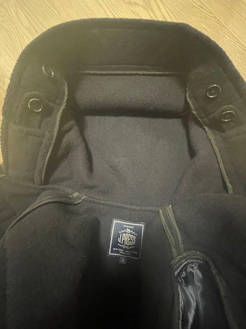 ＬサイズJ.PRESS ダッフルコート日本製 ネイビー フード付 ジェイプレス