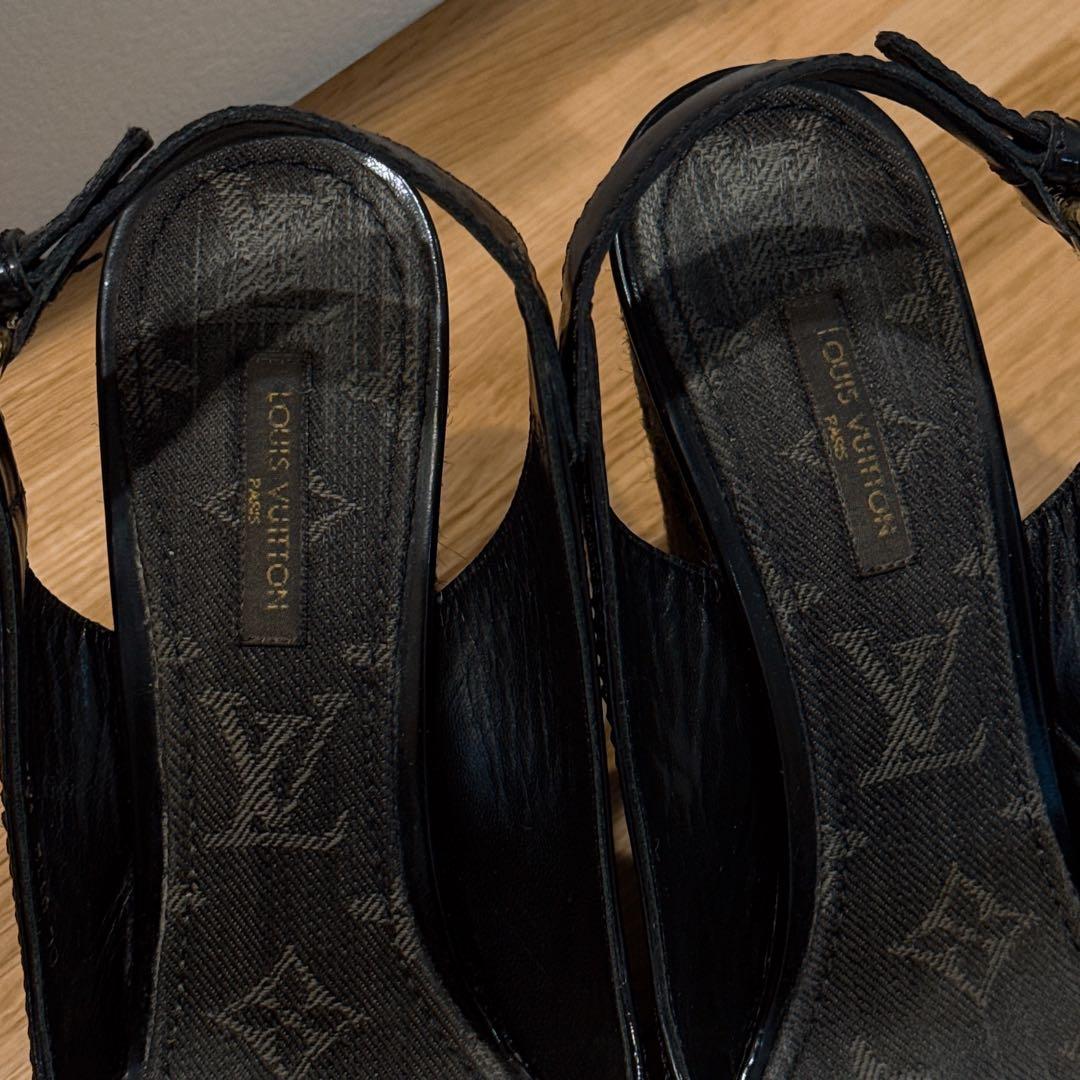 LOUIS VUITTON モノグラムデニム サンダル ウェッジソール
