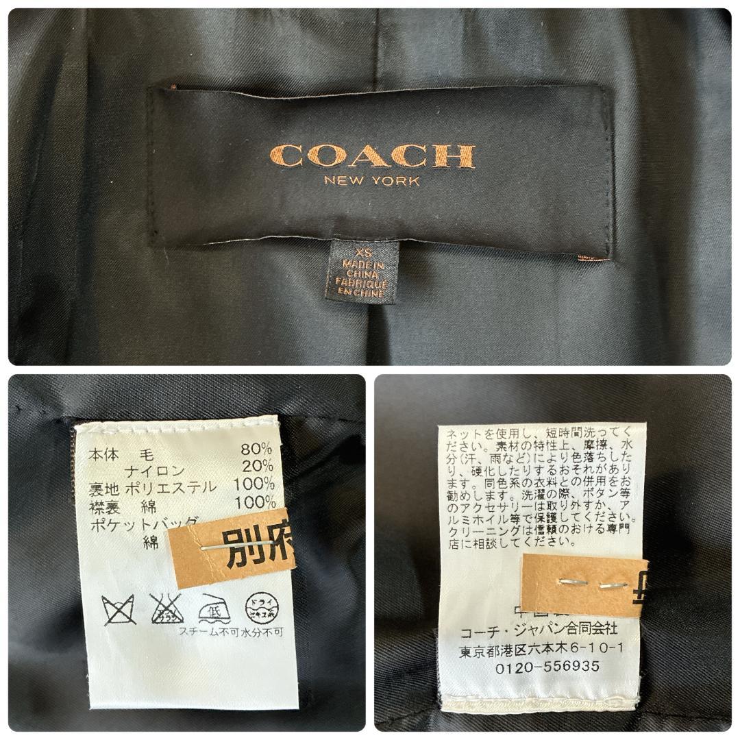 美品 COACH コーチ♡ウール メルトン Pコート ダブル ウインドウペン