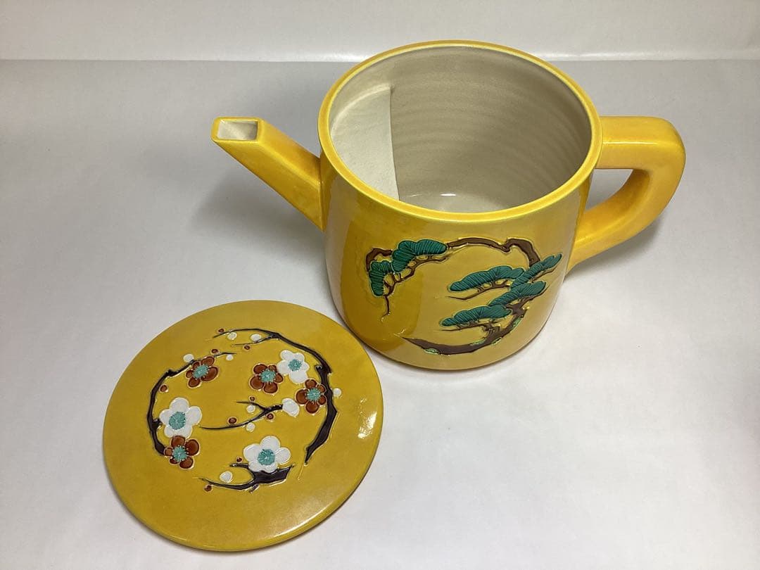 水注 黄交趾 松竹梅 翠嵐窯 木箱入 茶道具 古物品