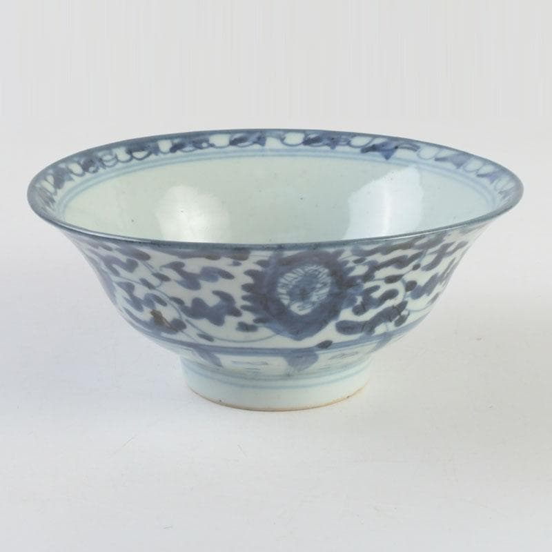 中国　呉須染付　花草文　鉢　時代箱付　C　9247