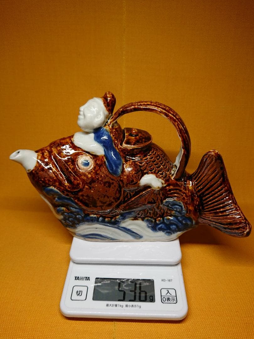 董古　恵比寿　鯛乗り　酒器　急須　置物　インテリア　工芸品　美術品　A2665