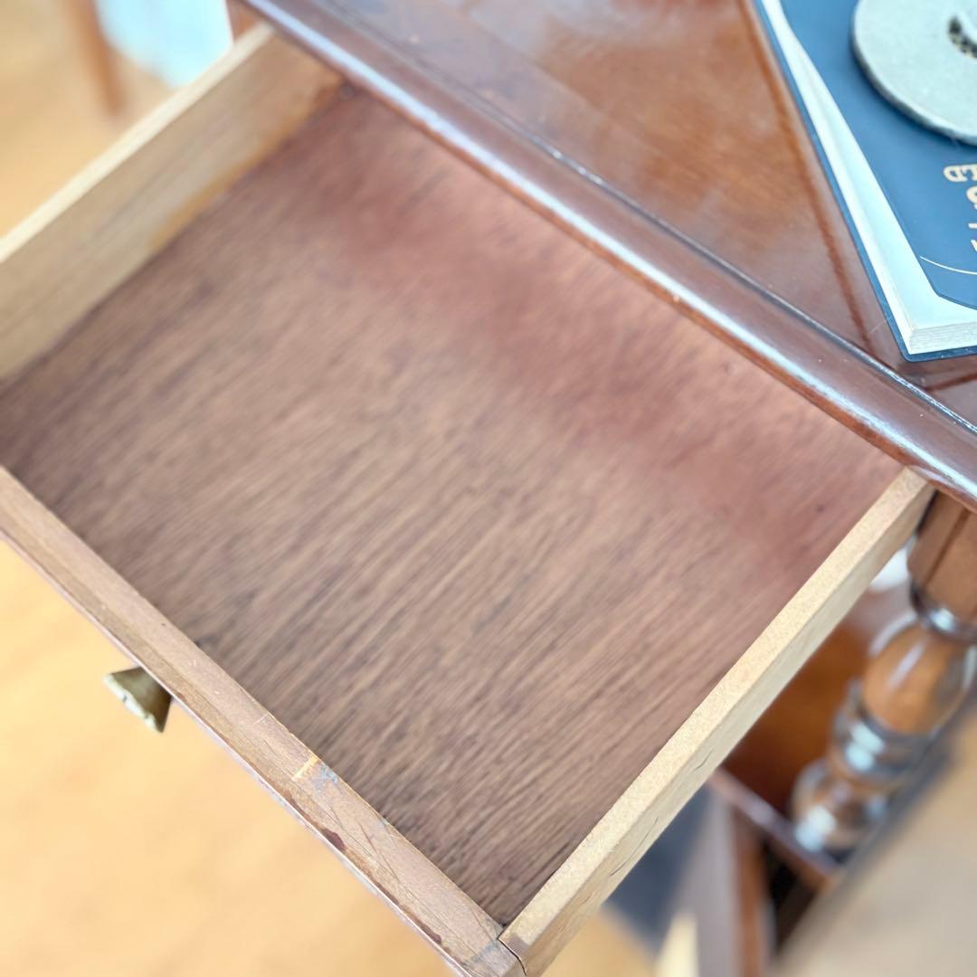 【 送料込み 】国産 ビンテージ 木製 ナイトテーブル 収納棚 引き出し付