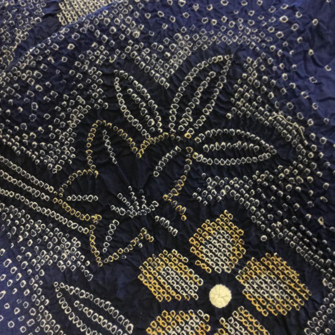 【新品】伝統工芸　有松鳴海絞り 浴衣反物 濃紺 花柄　綿