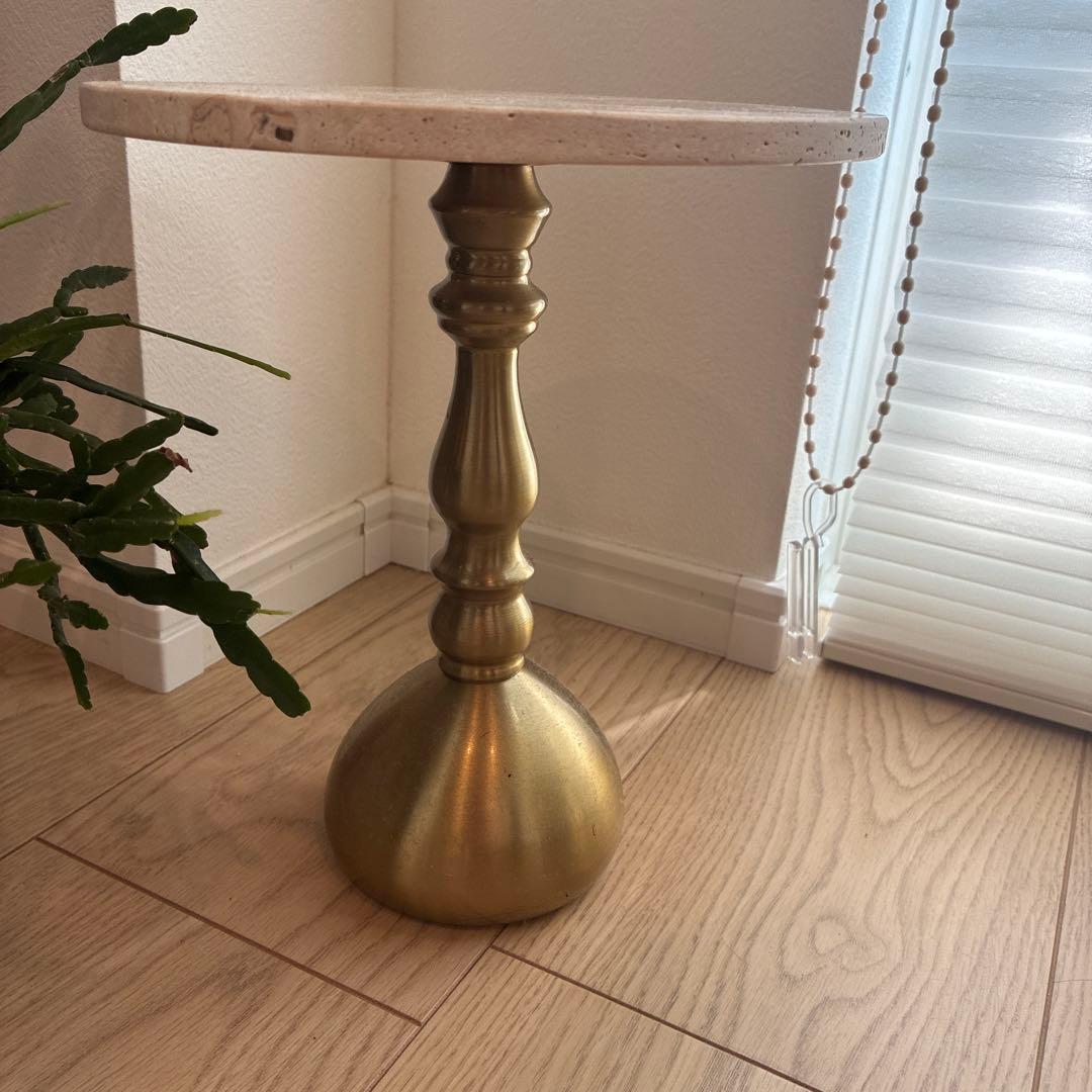 トラバーチン石　サイドテーブル　飾り台