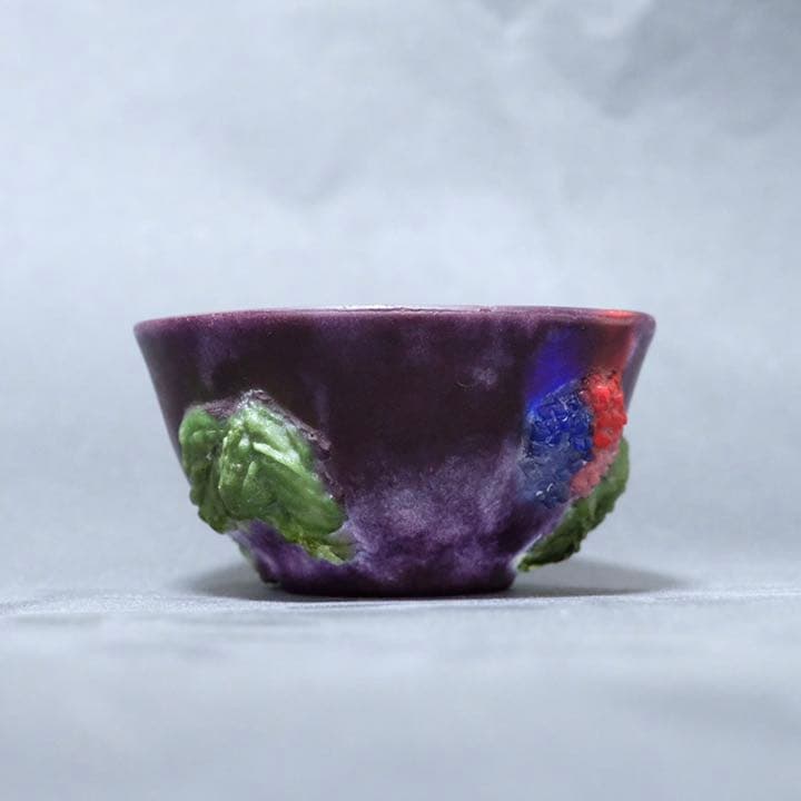 ガラス作家　佐伯泰典作　紫陽花　ぐい呑　パートドヴェール