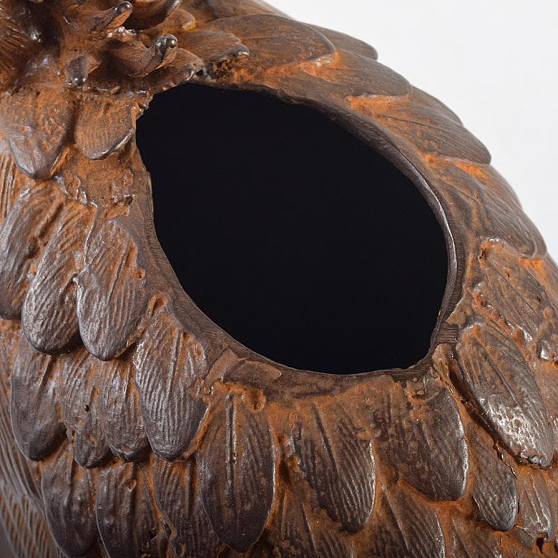 龍ちゃん　時代金工　蝋型鋳銅　古銅　鷹　香炉　置物　U　R8804