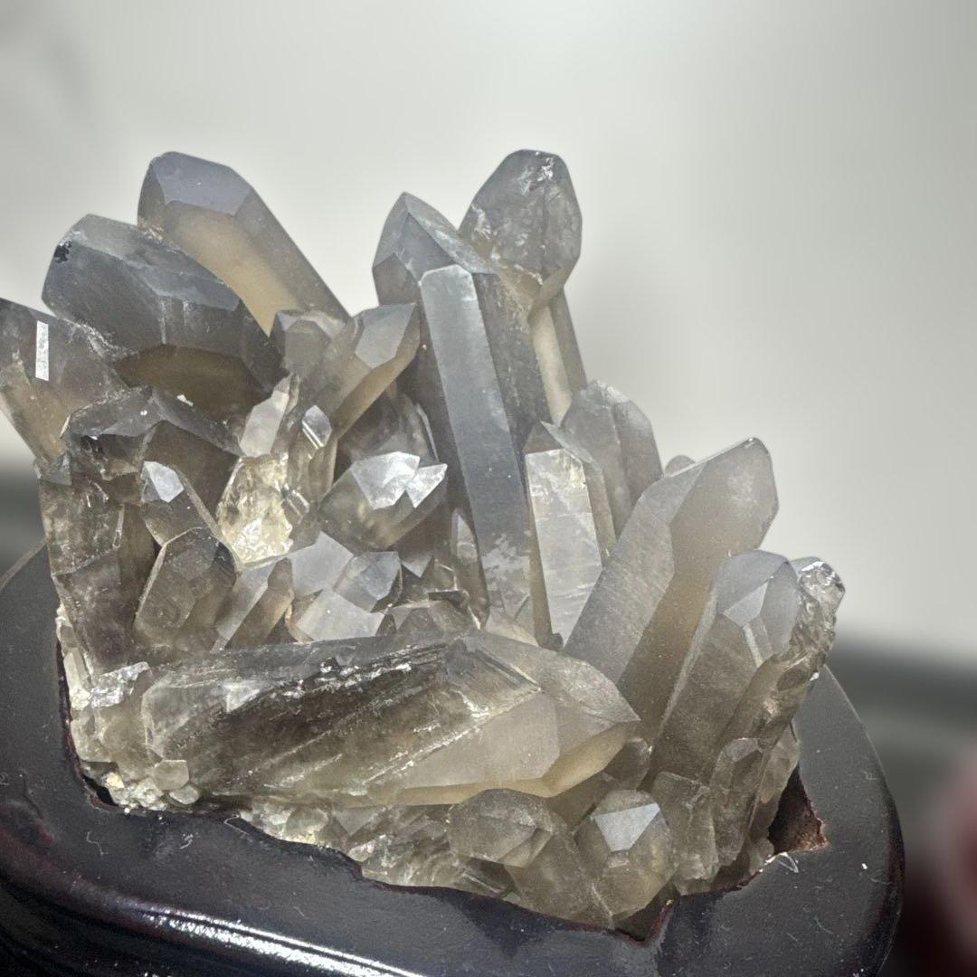 【高品質】スモーキークォーツ クラスター 2点セット 台座付