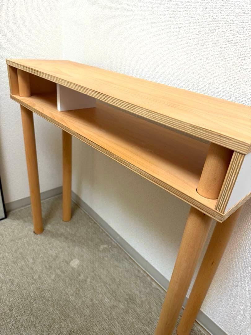 【イデアコ】ideaco 机 パソコン台 天然木 勉強机 キャビネット