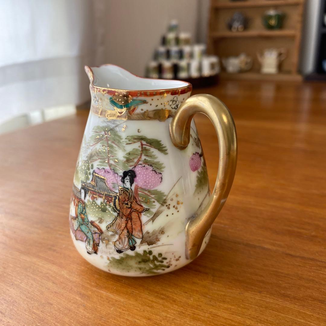 オールドノリタケ　ミルクジャグ　クリーマー　英国里帰り品　人気の着物絵　芸者