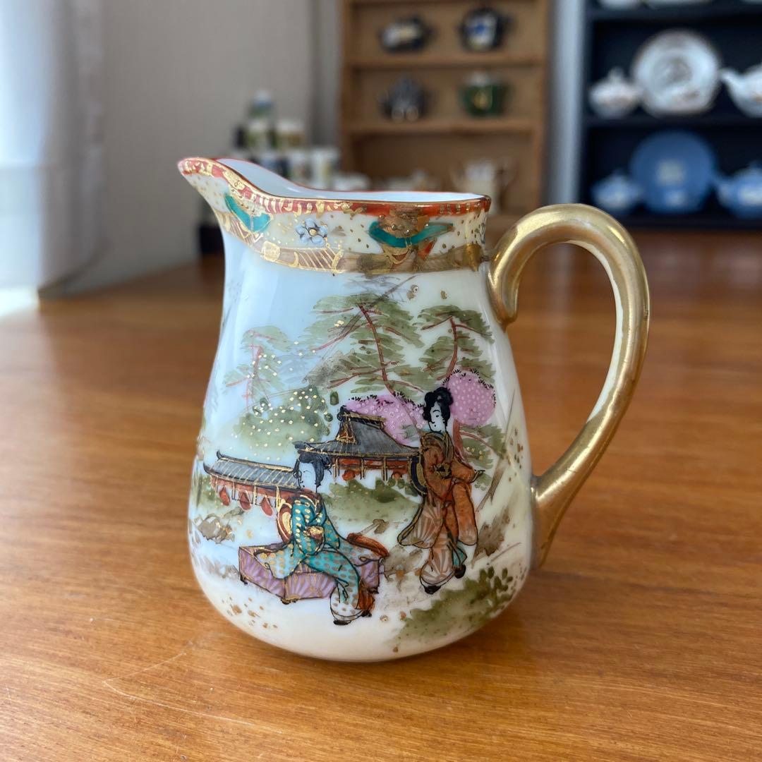 オールドノリタケ　ミルクジャグ　クリーマー　英国里帰り品　人気の着物絵　芸者