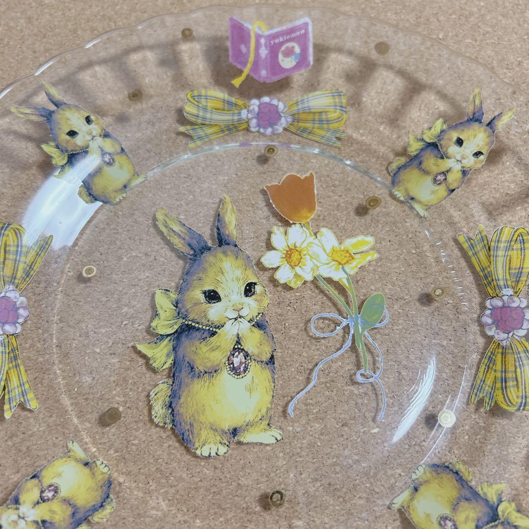 最終価格＊yukiemon コラージュアートプレート　おいのりうさちゃん