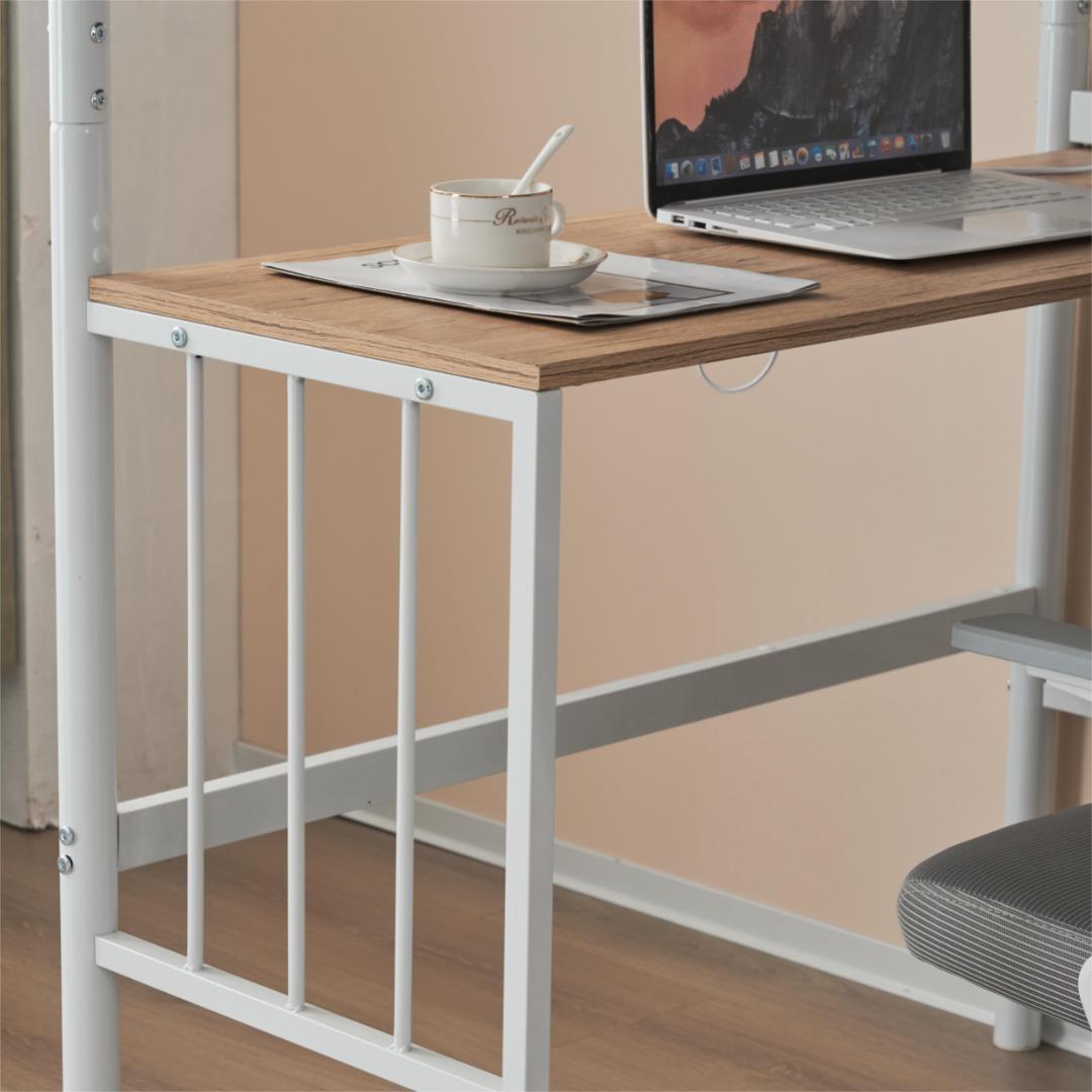 ホワイトロフトベッド パイプベッド シングル 木 収納 北欧風 子供部屋スチール