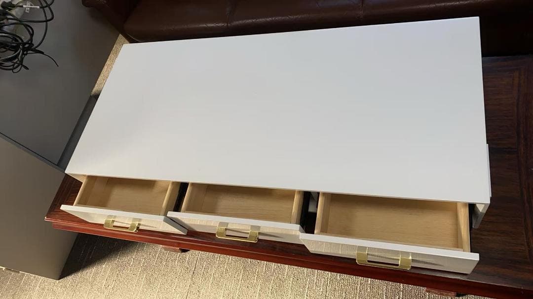 ホワイトモダンドレッサーミラー付き 訳あり品写真をご確認J206-100-04