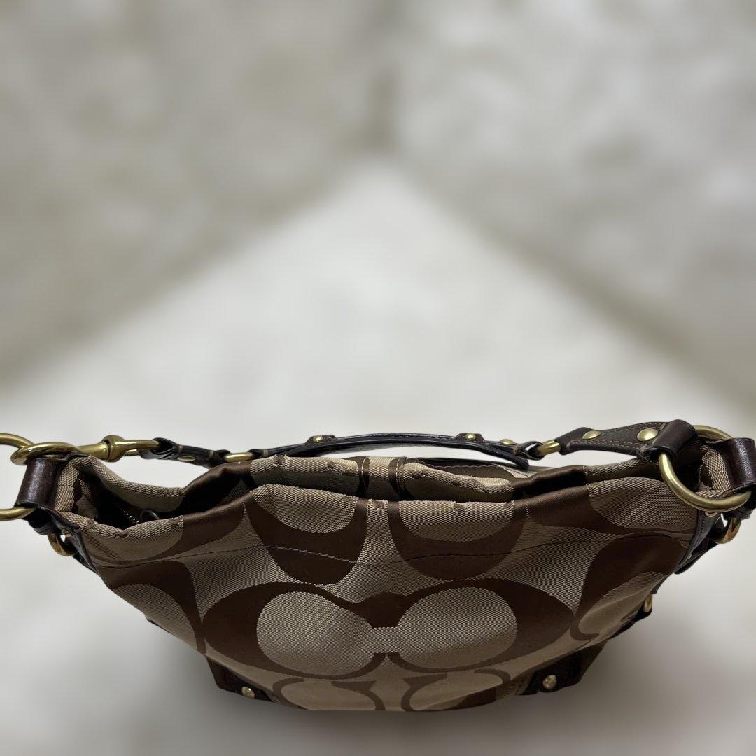 美品 COACH コーチ シグネチャー ターンロック ブラウン10619