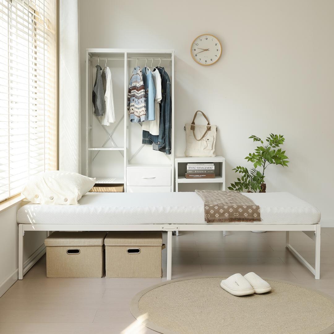 超人気！【シングル S】ベッドフレーム パイプベッド White