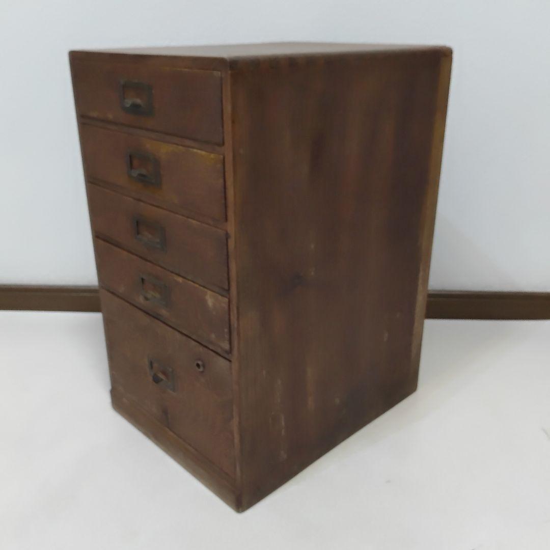昭和レトロ 小引き出し 5段 5杯 小抽斗 木製 木箱 古家具 収納