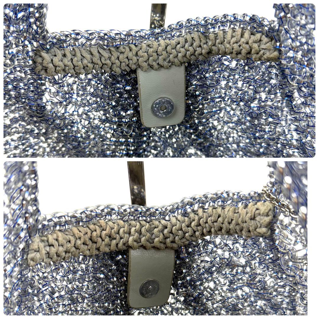 【美品】アンテプリマ ヴォルーメ ワイヤーバッグ チャーム付き ブルー シルバー