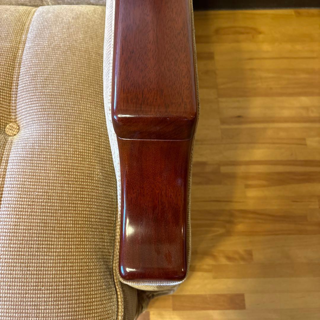 ①美品！昭和レトロ マルニ木工1人掛けソファ ビンテージ オールド コーデュロイ