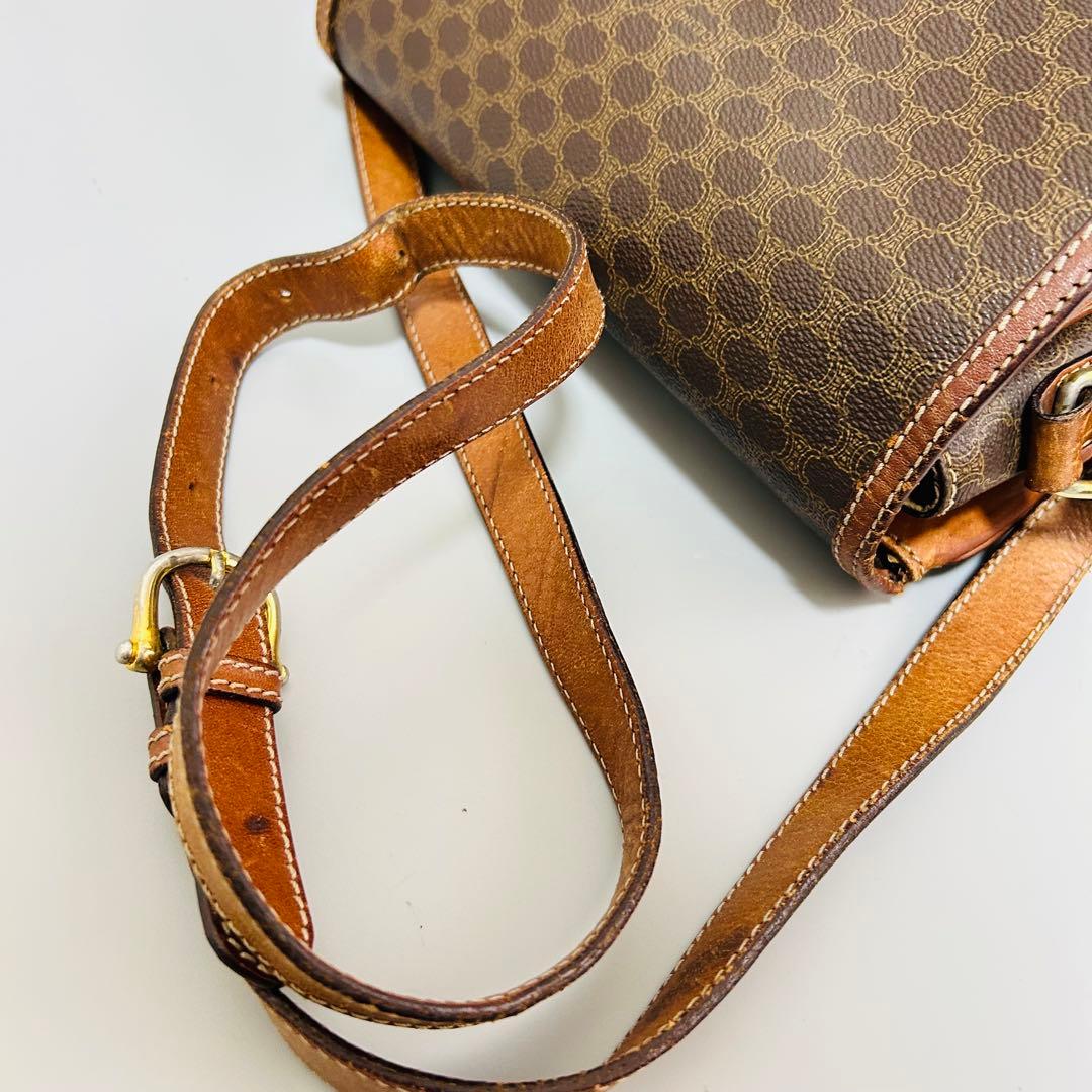 CELINE セリーヌ マカダム柄PVC×レザー クロスボディ ショルダーバッグ