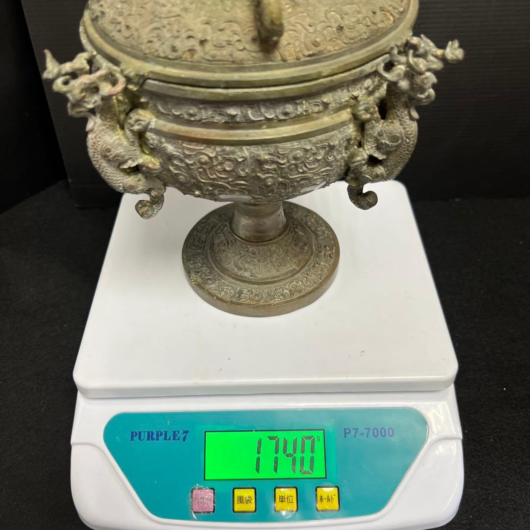 古代中国　古銅蓋物　木箱付　1740g/高さ約19.5㎝ 東Y7-1229☆2F