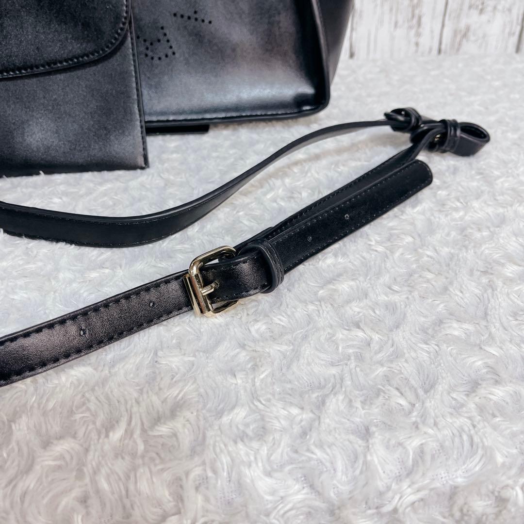 【極美品】ステラマッカートニー 2way バッグ A4可 パンチング ブラック