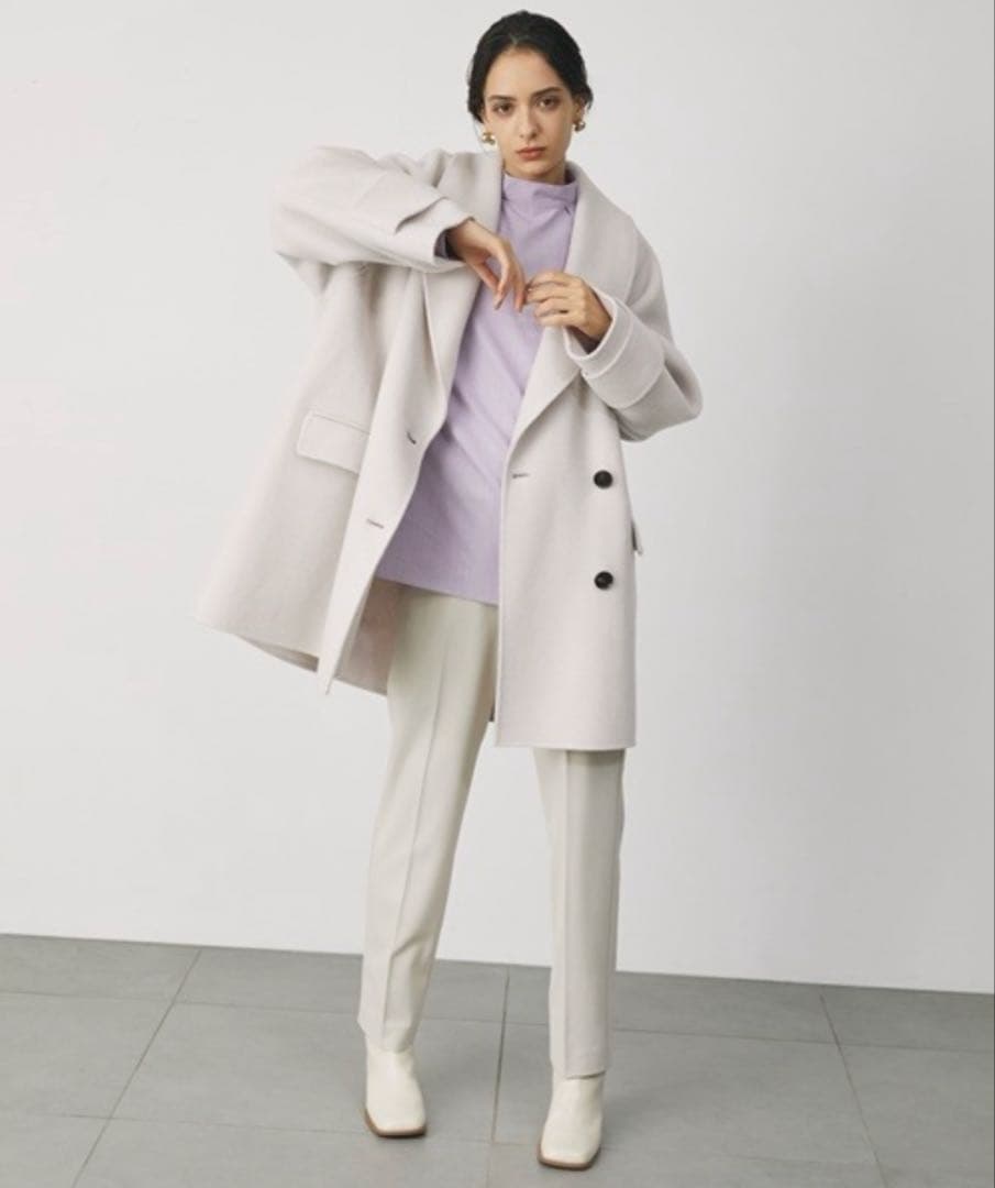 Mila Owen ミラオーウェン　接結ハーフ丈Aラインコート 川口春奈着用