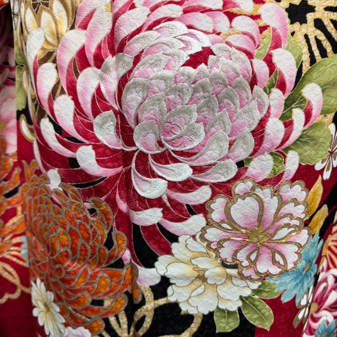 美品　レトロ　山本寛斎　落款　乱菊　パール加工　逸品　フルセット　振袖　振り袖