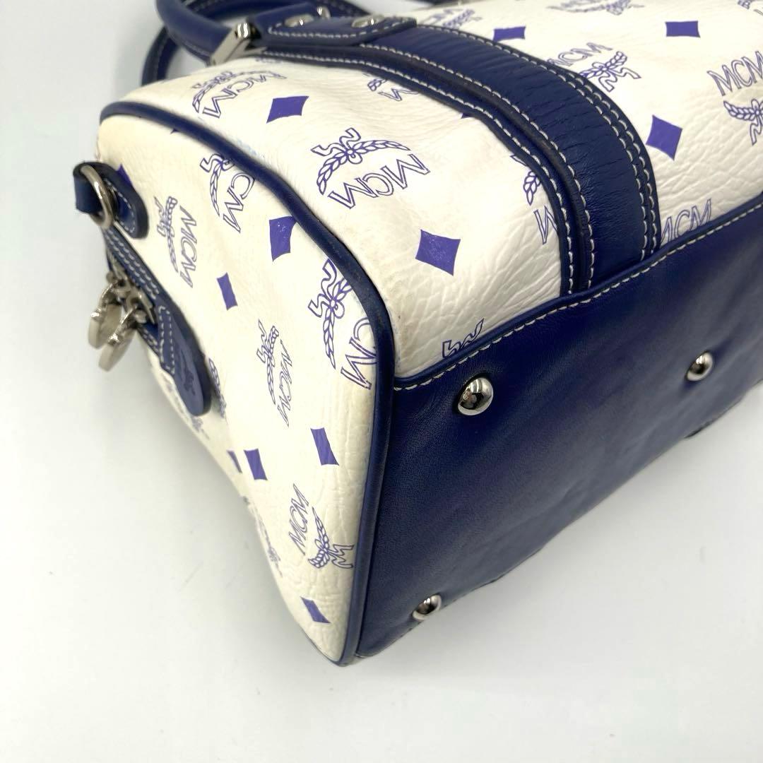 美品✨MCM エムシーエム ヴィセトス 2way ミニボストン ネイビー 白