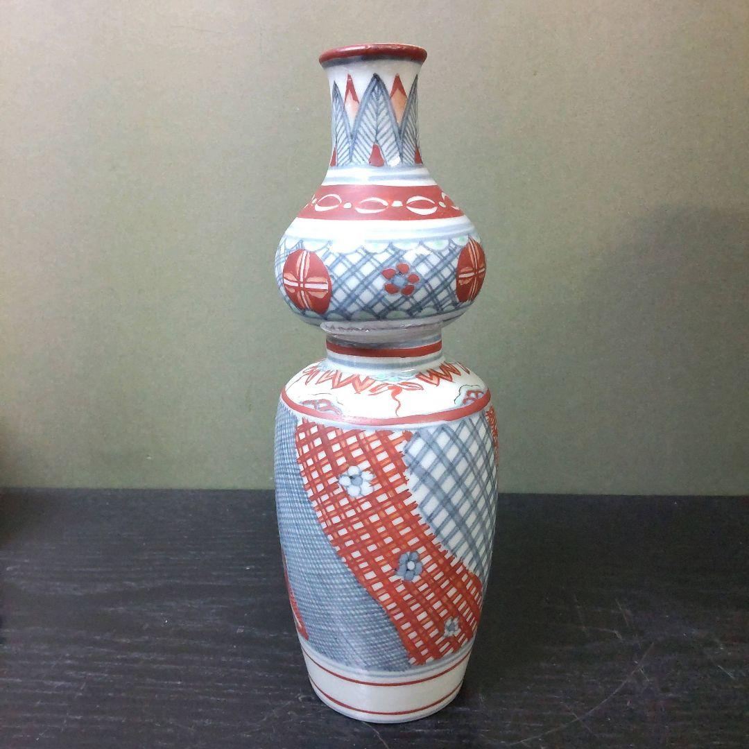 （768）✿特価★有田焼大日窯★久保焦破作★古伊万里写瓢型花入れ★破魔オマケ付★