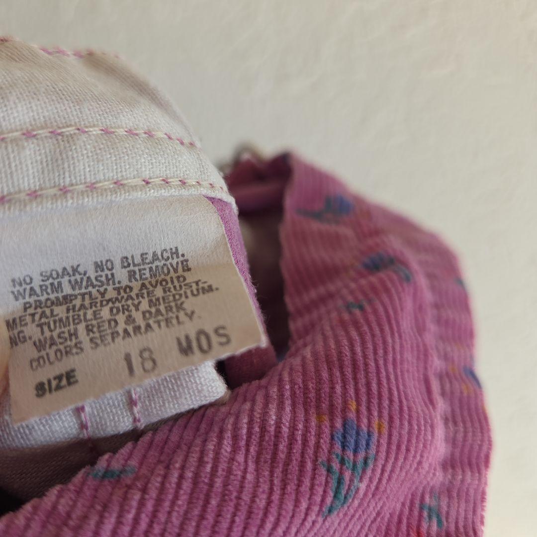 OshKosh☆ 花柄コーデュロイオーバーオール 18М　80年代　USA製　紫