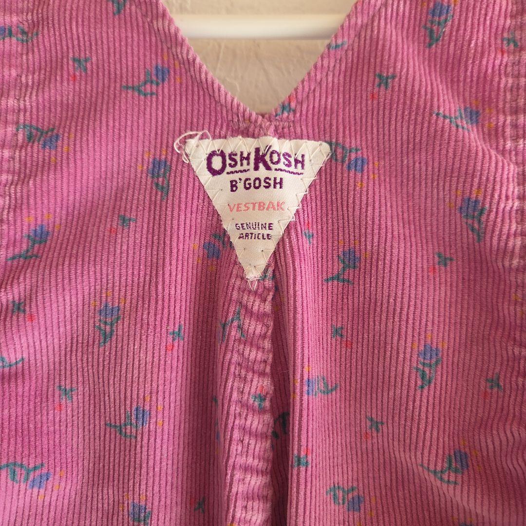 OshKosh☆ 花柄コーデュロイオーバーオール 18М　80年代　USA製　紫