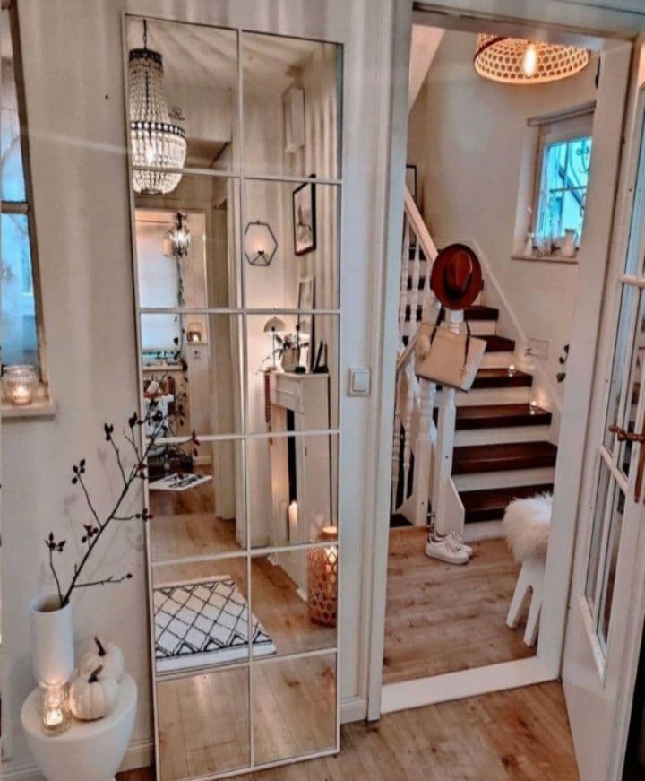 壁掛け鏡　格子デザイン　格子　海外風　インテリア　立て掛け　大型ミラー