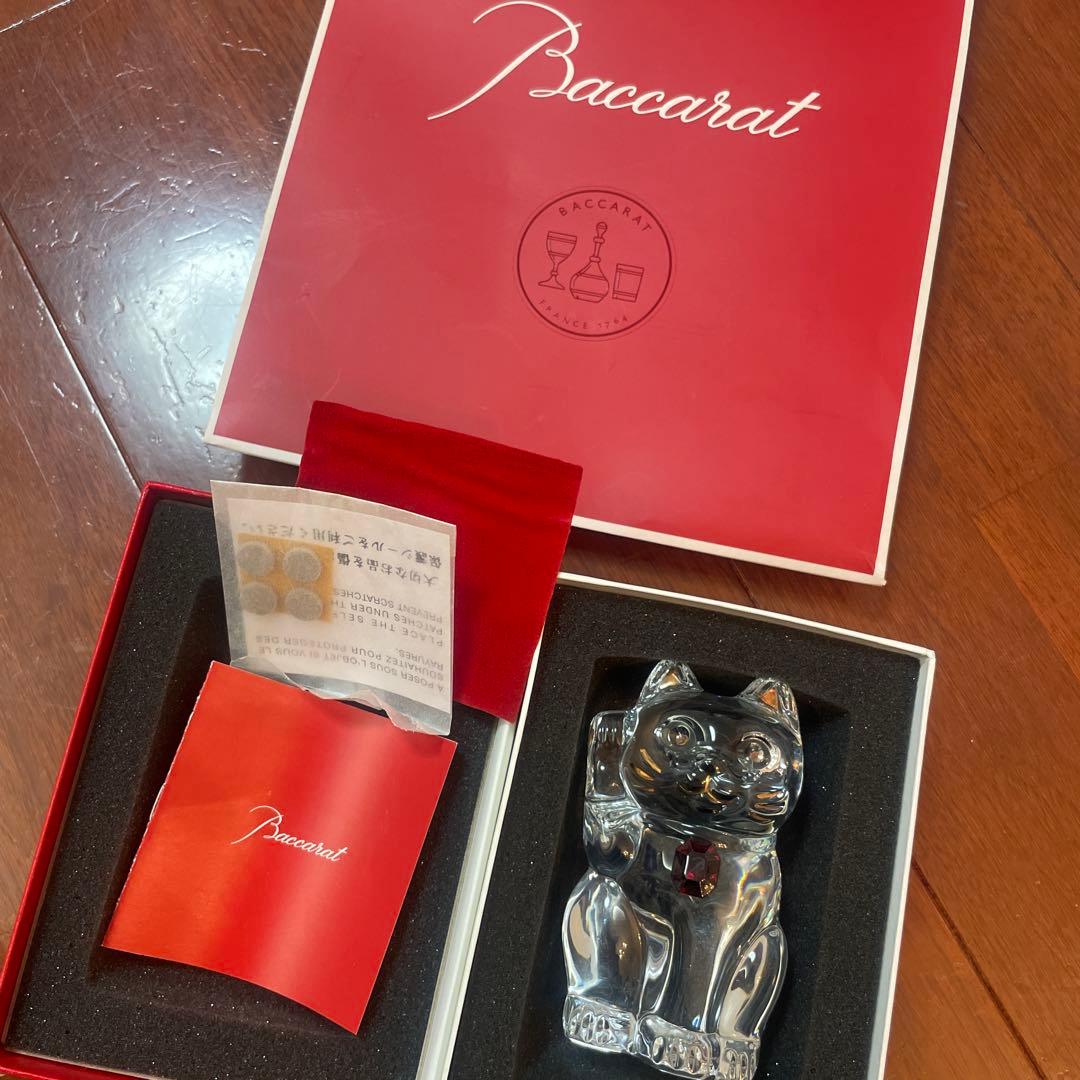 Baccarat クリスタル 招き猫 置物