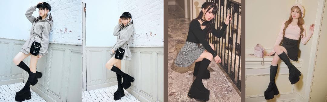 ミシェルマカロン michell macaron 厚底ストレッチロングブーツ S