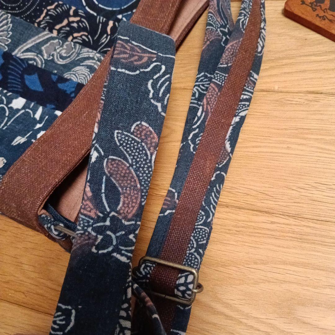 古布型染と酒袋のショルダーバッグ　ハンドメイド