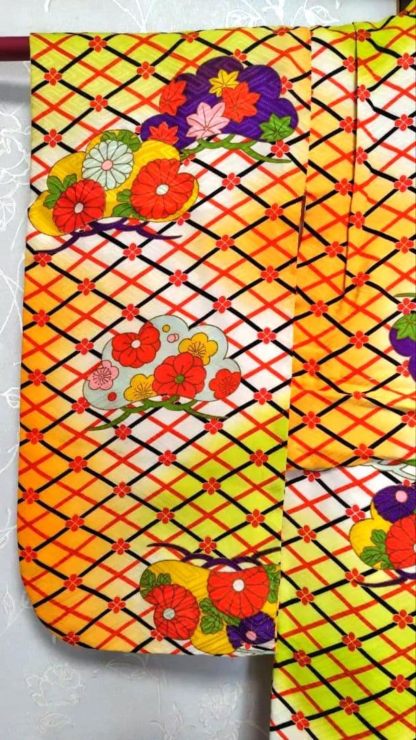 RK404アンティーク子供着物着丈77センチ裄丈38センチしつけ糸付き綺麗美品