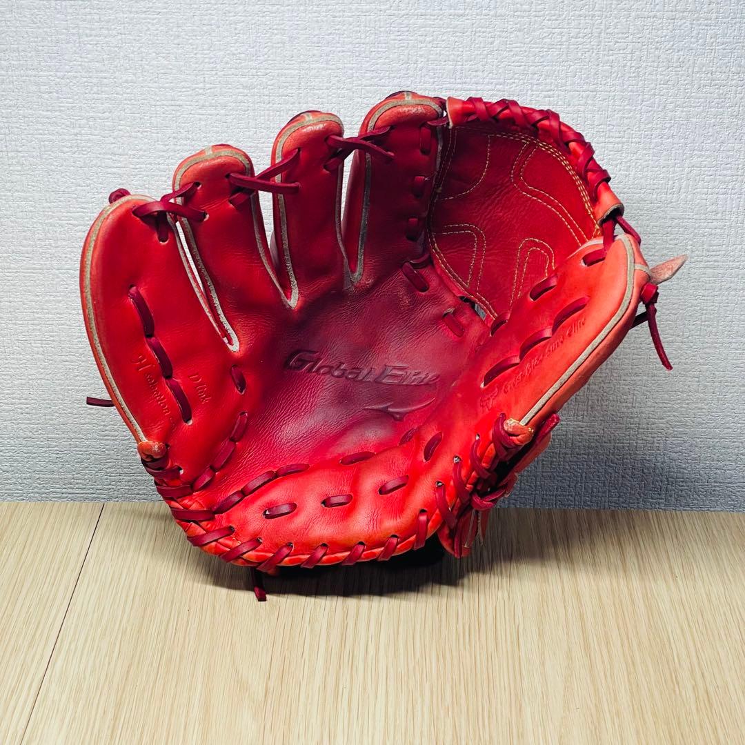 ミズノ グローバルエリート 硬式 投手用 左投げクロス締め/逆巻き ラディッシュ