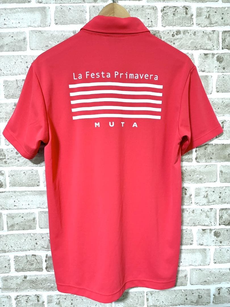 【フォロー割】ムータマリン メンズ 半袖 ポロシャツ Lサイズ オレンジピンク