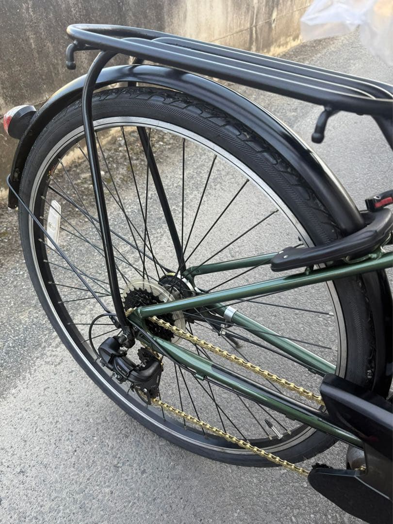 オリーブグリーン シティサイクル 前面バスケット付き