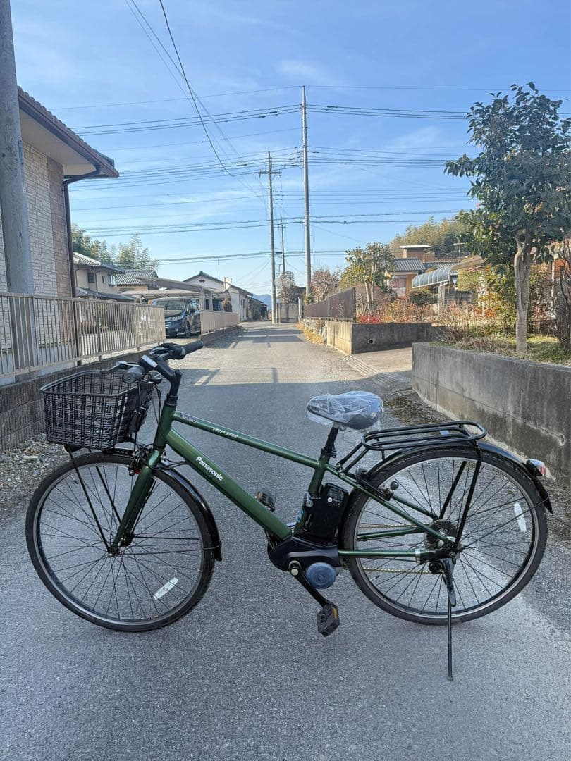 オリーブグリーン シティサイクル 前面バスケット付き