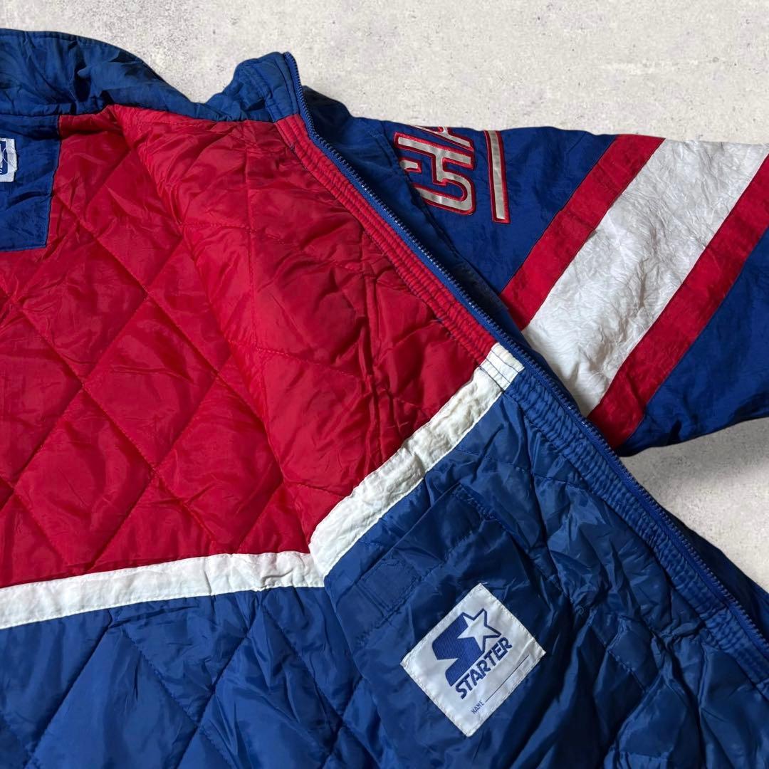 90s NFLナイロンジャケット中綿フーディーSTARTERジャイアンツ古着XL
