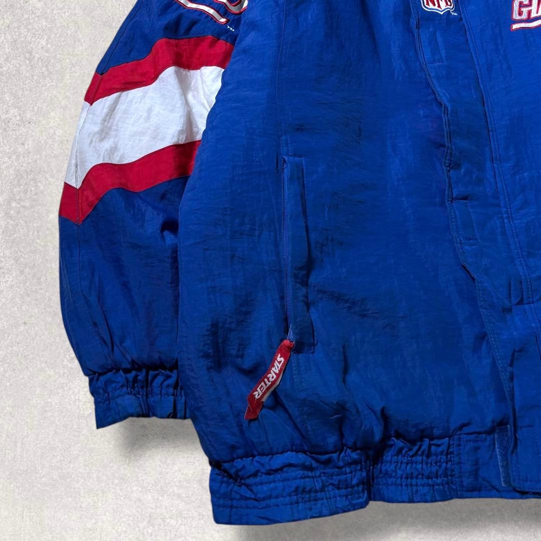 90s NFLナイロンジャケット中綿フーディーSTARTERジャイアンツ古着XL